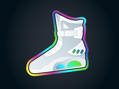 McFly holographic illustration neumorphic neumorphism rebound shoe sticker vector