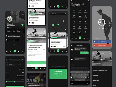 SPRT App android app create dailyui dark events filter ios map minimal mobile profile responsive signin signup sport ui uikit ux