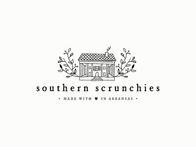 Southern Scrunchies Logo arkansas boutique branding design drawing hand drawn handmade house identity illustration logo scrunchies southern