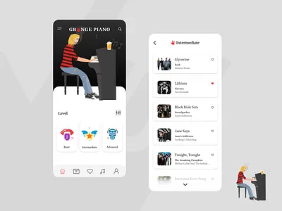 Grunge Piano App app concept design grunge illustration mobile piano ui ux