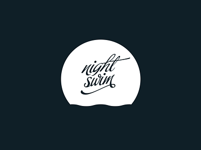 Night Swim branding identity logo mark moon night ocean script script font water