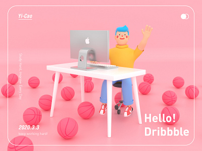 hello！dribbble 3d art app apple design basketball character computer flat illustration illustrator keyboard logo ux web