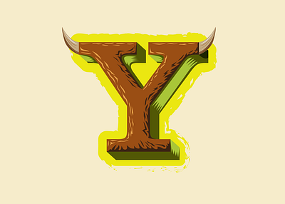 36 Days of Type -- Y for Yak animal alphabet illustration letter y yak