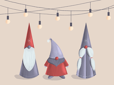 Gnome Garden Party garden party gnome gnomes illustration lighting texture textured illustration