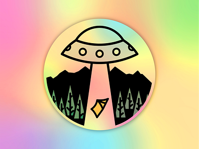 Beam Me Up - Holographic abduction alien aliens believe camp forest holographic spaceship sticker x files