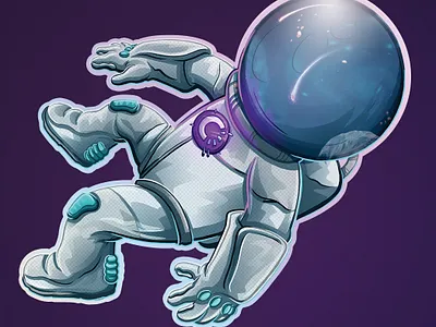 Chrononaut Sticker astronaut branding chrono chrono.gg game gaming holographic illustration space sticker