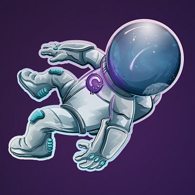 Chrononaut Sticker astronaut branding chrono chrono.gg game gaming holographic illustration space sticker