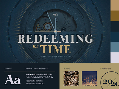 Redeeming the Time Branding brand branding church clock color illustrations theme typeface typography