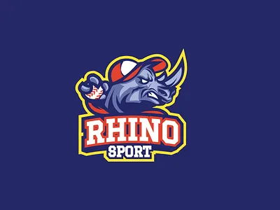 Rhino Sport base baseball event icon logo rhino rhino logo sport typhography