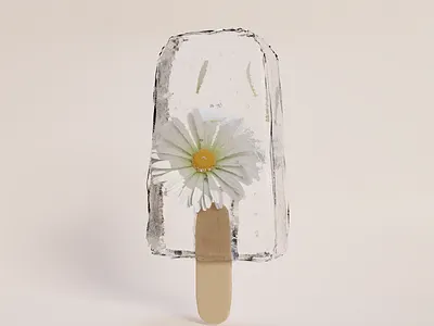 Daisy popsicle 3d blender daisy flower freeze ice icecream popsicle render