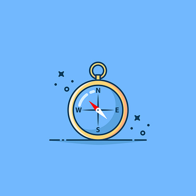 Compas with background blue design flat icon icons illustration logo sticker vector yellow