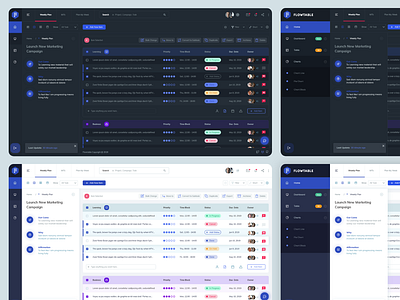 Flowtable Dashboard Light & Dark Version admin backend campaign dashboard dynamic flow jira marketing table task trello