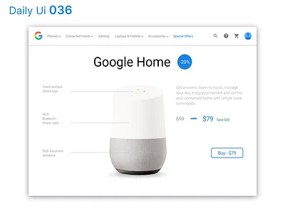 Daily Ui 036 - Special Offer branding connected daily ui dailyui design desktop domotic google google design google home google product light speakers special offer ui ui design uidesign ux