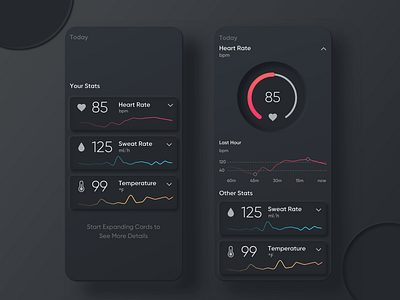 Constant Health Monitoring App app apple dark darkui dashboard dataviz figma graph health healthcare ios list mobile neumorphic neumorphism stats ui ux