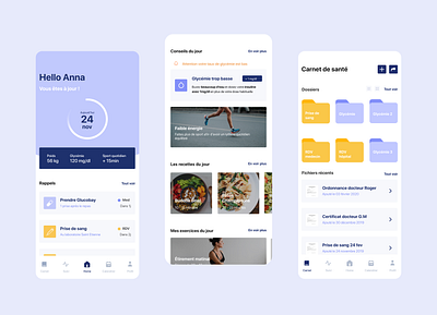 Health monitoring app advice app concept files folders health interface ios medical recipe reminders ui ux uidesign ux design