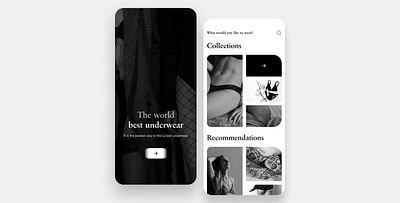 Underwear shop app application black white branding clean color design e comerce fashion flat homepage minimal shop ui underwear ux