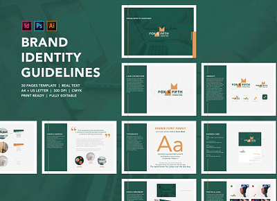 Brand Identity Guidelines Template brand brand design brand identity branding customizable design design process graphic guidelines layout logo logo design logotype manual styleguide template