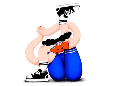 Stretchy girl no. 1 character design flat illustration gymnastics workout yoga