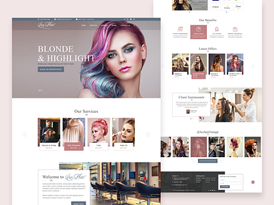 women salon website 2020 trend agency website branding color creative design designer dribbble landing page freelancer hair salon haircut hairdresser hairstyle modern saloon typography ui ux website agency