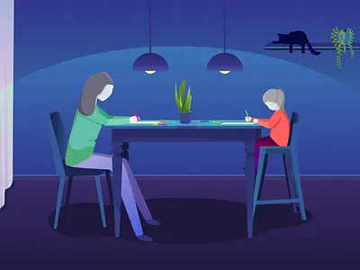 Family time art baby cat drawing family illustration illustrator vector