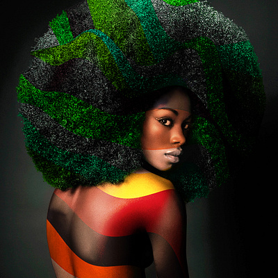 Human and nature african woman art artwork body art creative design girl graphic graphicdesign graphicdesigner hair illustration photoshop picture texture woman