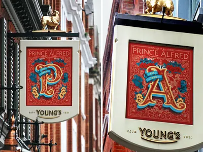 Prince Alfred Pub Sign alfred design drawing illustration lettering lettering artist london medals portrait prince pub pub sign royal sign signage signage design type typogaphy typography vector