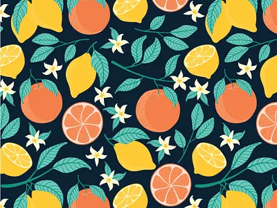 Citrus freshness citrus design design fabric illustration leaves lemons oranges surface pattern design
