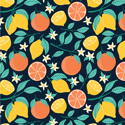 Citrus freshness citrus design design fabric illustration leaves lemons oranges surface pattern design