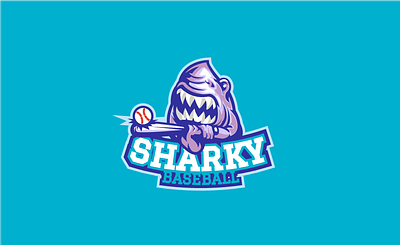 Sharky Baseball base baseball baseball bat icon shark shark logo sport