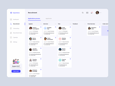 Recruitment Dashboard #2 - UI blue dashboard design hr human resources recruitment sketch system ui ux web