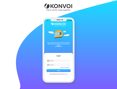 Login Screen - KONVOI Apps app biker design flat ios mock up ui uidesign ux vector