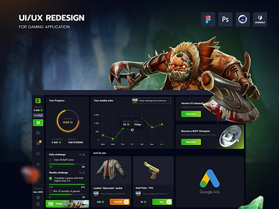 Buff games - redesign of the app. applicaiton buff design gaming app interface ui ux webdesign