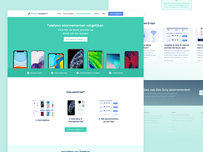 provider-vergelijker.nl - Telefoon vergelijken landingspage abonnementen affiliate marketing clean design hoe werkt het landingpage provider telecom telefoon ui ux web webdesign website