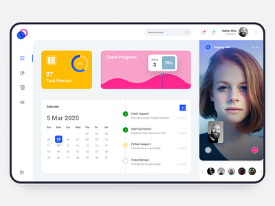Task Management and Communication Dashboard app calender calling app dashboard interface logo navigation pie chart profile page progress bar task manager team team management todo todo app ui video call