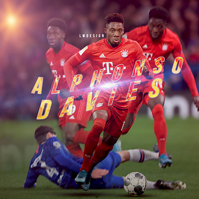 Alphonso Davies - Bayern Munich alphonso davies bayern munich champions league design fifa fifa 20 football football club football design football edit footballer gfx gfx design illustration lionel messi photoshop poster soccer edit sport design wallpaper