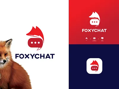 FOXYCHAT branding bubble chat connection conversation creative design fox ghana logo logodesign mobile online talks