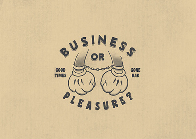 Business or Pleasure? 1930s branding business cartoon hands illustration logo retro retro logo t shirt design typography vintage vintage branding vintage logo