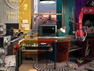 Creation Studio creation daft punk emoji game headphone light microphone music studio