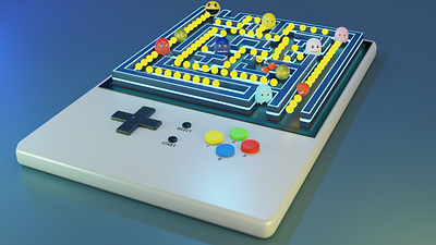 PacMan Recreation on Console 3dillustrations 3dmodeilng pacman creation on blender pacman on consoleblender3d