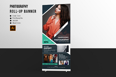 Photography Roll-Up Banner banner business rollup clean editable illustrator template photographer rollup photography rollup presentation rollup rollup banner