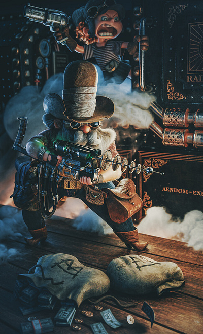 The Laser Cowboy 3d art cowboy steampunk