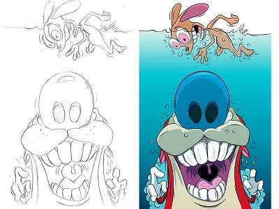 Ren & Stimpy [Jaws Version] adobe adobeillustrator cartoon digitalart illustration illustrator renandstimpy vector
