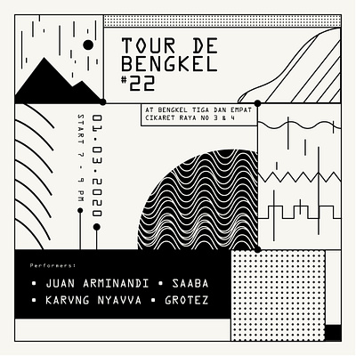 Tour De Bengkel #2 abstract abstract art abstract design black and white branding design drawing fine art geometric art geometrical graphic design illustration landscape line art logo monochrome painting poster typeface typography