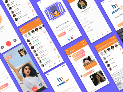 Chat App UI Kit app audio app audio call branding chat chat app colorful contacts icon illustrator logo message app mobile app mobile app design mobile ui new logo ui uiux video call website