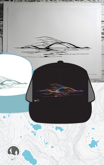 Broken River - Wco hat graphic brand broken river creative direction design embroidery explore hat graphics hike identity illustration ink landscape maps myth thewayfindercompany