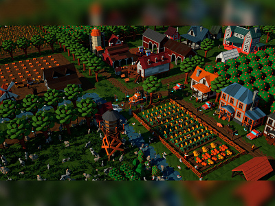 farm life 3d c4d creative design