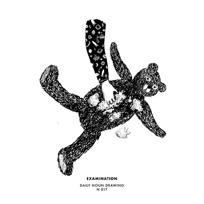 Examination blackandwhite childhood concept curius dailydrawing dailynoundrawing dibujo digital drawing editorial illustration examination illustration line oldteddybear process procreate teddybear