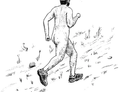Naturism dailydrawing dailynoundrawing drawing editorial illustration freelancer illo illustration line naked nature natureboy nude nudism process procreate runner running sketch trekking