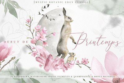 Debut de Printemps Watercolor art prints background clipart design floral flowers graphics illustration logo design overall patterns packaging designs paint painted project stationery textiles prints vector watercolor watercolors