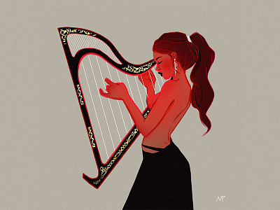 Arp character design comic art comic artist design digital art digital illustration digital painting editorial female character graphic art harp illustration illustration art minimal musical musical instrument original art